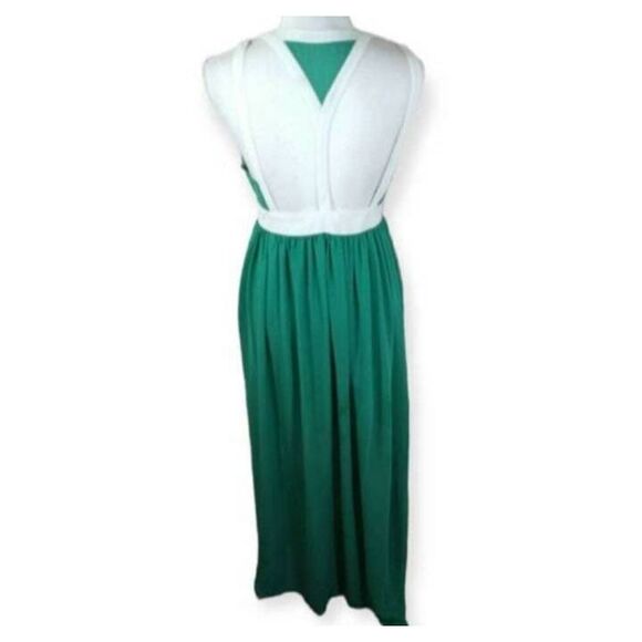 BRAND & LABEL GREEN & WHITE SLIT MAXI DRESS SZ.M GUC. - Picture 7 of 10